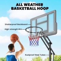 Soozier Basketball Hoop, 7.7 FT to 10 FT Adjustable, Portable Basketball Goal with 43'' Shatterproof Backboard,Fillable Base(m-6)