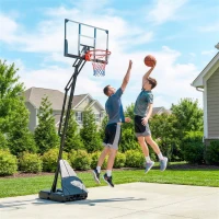 Soozier Portable Basketball Hoop Outdoor, 8-10ft Adjustable Basketball Goal, 47 Inch Shatterproof Backboard, Hand-Crank Lift(m-2)