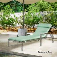 Outsunny Patio Chaise Lounge Chair Cushion Replacement Sun Lounger Pad with Headrest and Ties, Green(m-10)