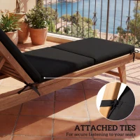 Outsunny Outdoor Chaise Lounge Cushions Set of 2 with 6 Ties, High-Density Foam, for Patio and Poolside, Black and White(m-6)