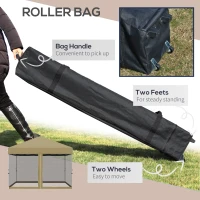 Outsunny 10' x 10' Pop-Up Party Tent UPF50+ Outdoor Canopy Tent with Mesh Sidewalls, 3-Level Adjustable Height, Roller Bag, Khaki(m-6)