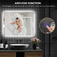 HOMCOM Dimmable Bathroom Mirror with Lights, 35" x 28" Backlit LED Mirror w/ Anti-Fog, Memory & Infinite Color Temperature(m-6)