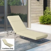Outsunny Chaise Lounge Cushion, 4" Thick Outdoor Lounge Chair Cushions with Ties for Patio, 26" x 80 ", Cream White(m-2)