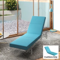 Outsunny Chaise Lounge Cushion, 4" Thick Outdoor Lounge Chair Cushion with Ties for Patio, 21" x 72 ", Blue(m-10)