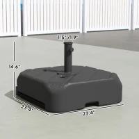 Outsunny Patio Umbrella Base with Wheels, Telescopic Handle, 158 lb Stand or 99 lb Water Filled Umbrella Stand, Black(m-3)