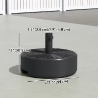 Outsunny Patio Umbrella Base with Handle Outdoor Umbrella Stand Holder for 1.5" and 1.9" Poles Black(m-3)