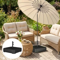 Outsunny Garden Parasol Base 176 lbs Sand Filled Heavy Duty Stand for Cantilever Umbrellas and 1.9" Poles Black(m-8)