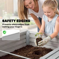 Outsunny 5' x 3' x 2' Raised Garden Bed, Galvanized Planter Box for Growing Flowers, Herbs and Vegetables, Silver(m-7)