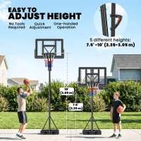 Soozier Basketball Hoop, 7.7 FT to 10 FT Adjustable, Portable Basketball Goal with 43'' Shatterproof Backboard,Fillable Base(m-4)