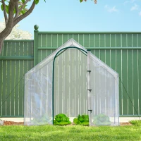 Outsunny 6'x3.3'x5.5' Walk-in Garden Greenhouse with Door and Window, Portable Mini Greenhouse for Plants Flowers Herbs, Steel Outdoor Hot House Growing Tent, Clear Plastic Cover(m-7)