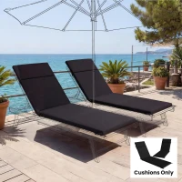 Outsunny Outdoor Chaise Lounge Cushions Set of 2 with 6 Ties, High-Density Foam, for Patio and Poolside, Black and White(m-9)
