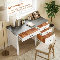 HOMCOM 54" Farmhouse Executive Desk, Computer Desk with Drawers, Adjustable Hanging Rails for for A4/Letter Size Files, White(m-4)