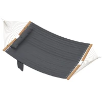Outsunny Outdoor Hammock 2-Person, with Pillow & Pad, 440 lbs Capacity, Gray(m-1)