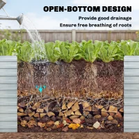 Outsunny 8' x 4' x 2' Raised Garden Bed, Galvanized Planter Box for Growing Flowers, Herbs and Vegetables, Silver(m-6)