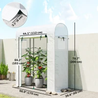 Outsunny Mini Greenhouse, Portable Garden Green House with Roll-up Door and Mesh Windows, 6' x 2' x 6.6', White(m-3)