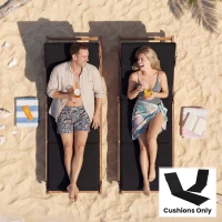 Outsunny Outdoor Chaise Lounge Cushions Set of 2 with 6 Ties, High-Density Foam, for Patio and Poolside, Black and White(m-8)