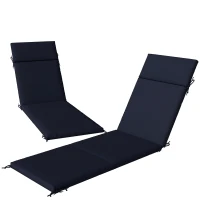 Outsunny Outdoor Chaise Lounge Cushions Set of 2 with 6 Ties, High-Density Foam, for Patio and Poolside, Navy Blue(m-1)