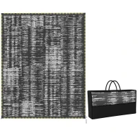 Outsunny Reversible Outdoor Rug Carpet with LED Lights, Carry Bag & Ground Stakes for Backyard, Deck, Picnic, Beach, 10' x 8'(m-11)