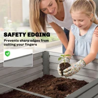 Outsunny 5' x 3' x 2' Raised Garden Bed, Galvanized Planter Box for Growing Flowers, Herbs and Vegetables, Light Grey(m-7)