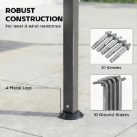 Outsunny Patio Gazebo with Double Roof Outdoor Gazebo Canopy with Extendable Shade 126" x126" Dark Grey(m-7)