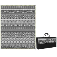Outsunny Outdoor Rug Carpet with USB Lights Reversible Patio Rug with Carry Bag for Camping 10' x 8'(m-11)