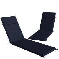 Outsunny Outdoor Chaise Lounge Cushions Set of 2 with 6 Ties, High-Density Foam, for Patio and Poolside, Navy Blue(m-11)