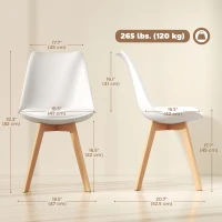 HOMCOM Modern Dining Table Chairs Set of 6, Rubber Wood Kitchen Table Chairs with PU Leather Cushion for Living Room, Bedroom(m-3)