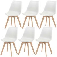 HOMCOM Modern Dining Table Chairs Set of 6, Rubber Wood Kitchen Table Chairs with PU Leather Cushion for Living Room, Bedroom(m-2)