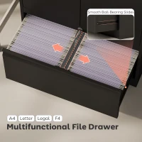 HOMCOM Lateral Filing Cabinet, Metal Storage Cabinet, Garage Cabinet with Double Locks, Adjustable Shelf and File Drawer, Black(m-5)