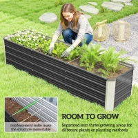 Outsunny 6' x 1.5' x 1.3' Galvanized Raised Garden Bed, Elevated Large Metal Planter Box w/ Install Gloves for Backyard, Patio to Grow Vegetables, Herbs, and Flowers, Dark Grey(m-4)