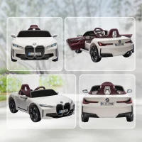 Aosom 12V Electric Ride on Car with Remote Control, 3.1 MPH Kids Ride-on Toy for Boys and Girls with Portable Battery, Suspension System, Horn Honking, Music, Lights, White(m-10)