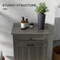 HOMCOM Kitchen Tilt Out Trash Bin Cabinet, Free Standing Recycling Cabinet, Trash Can Holder with Drawer, Charcoal Grey(m-7)