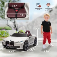 Aosom 12V Electric Car for Kids with 2.4G Remote Control, Suspension, White(m-3)