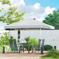 Outsunny 9.6 x 9.6 ft Pop Up Canopy Tent with Pockets, UPF 50+ 1-Button Push Outdoor Instant Canopy with Sandbags, Wheeled Bag(m-8)