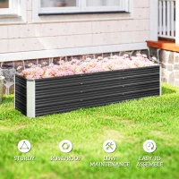 Outsunny 6' x 1.5' x 1.3' Galvanized Raised Garden Bed, Elevated Large Metal Planter Box w/ Install Gloves for Backyard, Patio to Grow Vegetables, Herbs, and Flowers, Dark Grey(m-6)
