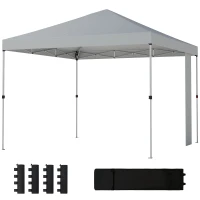 Outsunny 9.6 x 9.6 ft Pop Up Canopy Tent with Pockets, UPF 50+ 1-Button Push Outdoor Instant Canopy with Sandbags, Wheeled Bag(m-2)