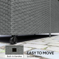 Outsunny 162 Gallon Rattan Deck Box with Wheels, Wicker Outdoor Storage Box with Waterproof Zippered Liner, Safe Pneumatic Rod(m-9)