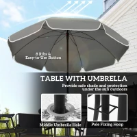 Outsunny 6 Pieces Patio Dining Set with Umbrella, Patio Furniture Set with Folding Chairs, Glass Table for Garden Backyard, Black(m-4)