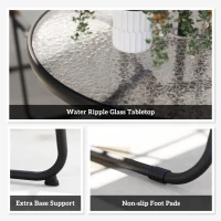 Outsunny 6 Pieces Patio Dining Set with Umbrella, Patio Furniture Set with Folding Chairs, Glass Table for Garden Backyard, Black(m-7)