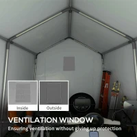 Outsunny 10' x 10' Outdoor Storage Shed Portable Garage with Roll-up Door for Motorcycle, Bike, Garden Tools, Beige(m-7)