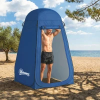Outsunny Pop Up Shower Tent, Portable Privacy Room for Outdoor Changing, Dressing, Fishing Storage with Carrying Bag, Blue(m-10)