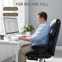 HOMCOM Big and Tall Office Chair, 400 lbs Overstuffed Desk Chair with Spring Cushion, Shaped Foam, PU Leather(m-6)