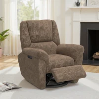 HOMCOM Power Recliner Chair, Fabric Upholstered Recliner Chair with USB Ports, Swivel and Rocking Function, Footrest(m-8)