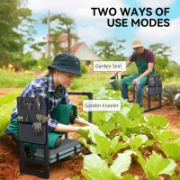 Outsunny Garden Kneeler and Seat, Heavy Duty Foldable Gardening Stool with Thicker Soft Kneeling Pad, Extendable Steel Leg(m-4)