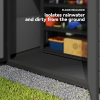 Outsunny 6x4.5FT Plastic Shed, Lockable Garden Tool Storage House with Double Doors and Vent, Grey(m-5)