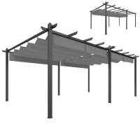 Outsunny 11.7' x 19.6' Retractable Pergola Canopy, Aluminum Pergola for Grill, Patio, Garden, Deck(m-11)