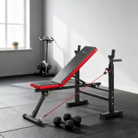 Soozier Adjustable Weight Bench with Squat Rack, Incline Flat Bench Press with Barbell Rack for Home Gym, 660 lbs Capacity(m-10)