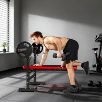 Soozier Adjustable Weight Bench with Squat Rack, Incline Flat Bench Press with Barbell Rack for Home Gym, 660 lbs Capacity(m-8)