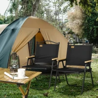 Outsunny Set of 2 Camping Chair, Lightweight Folding Chair, Portable Armchairs, Excellent for Festivals, Fishing, Black(m-8)