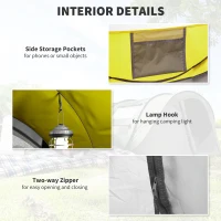 Outsunny 4 Person Camping Tent, Easy Pop Up Tent with Doors, Windows and Carry Bag, Automatic Setup Tent for Hiking, Yellow(m-5)